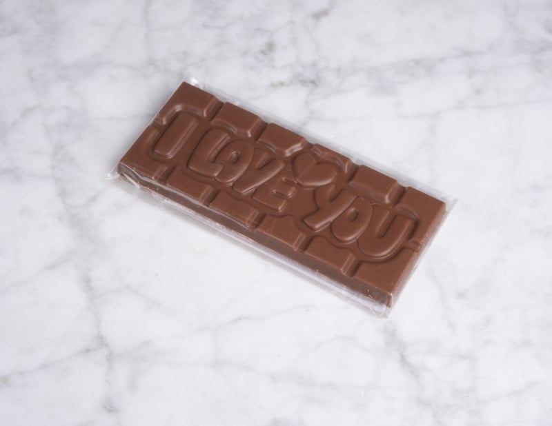 Chocoladereep met quote: I Love You - melkchocolade 45g