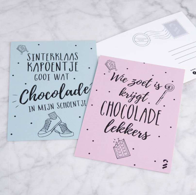 Postkaart Sinterklaas: Sinterklaas kapoentje, gooi wat chocolade in mijn schoentje-Chocolate Nation-Chocolate Nation