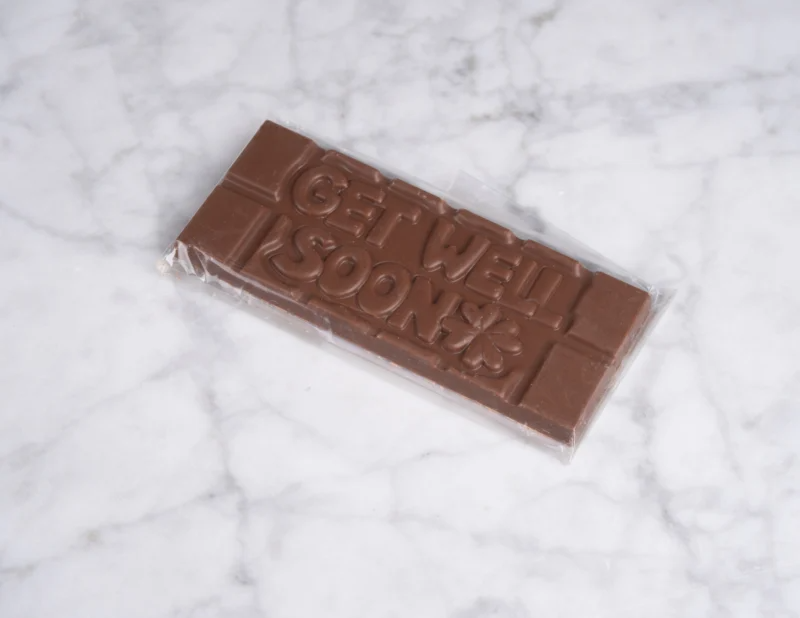 Chocoladereep met quote: Get well soon - melkchocolade 45g