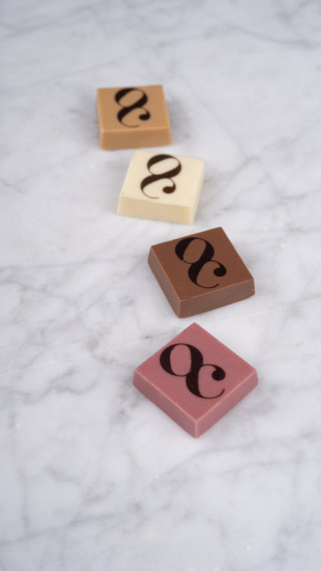 Logopralines in kleine oplage