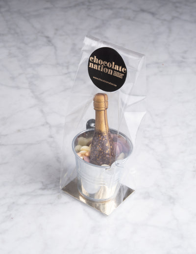 Champagne fles praline in ijsemmertje