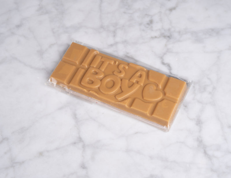 Chocoladereep met quote: it's a boy - gold chocolade 45g