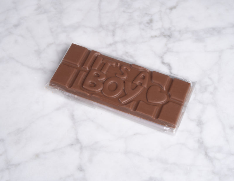 Chocoladereep met quote:  it's a boy - melkchocolade 45g