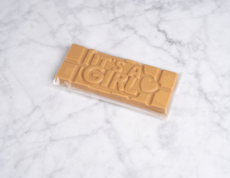 Chocoladereep met quote: it's a girl - gold chocolade 45g