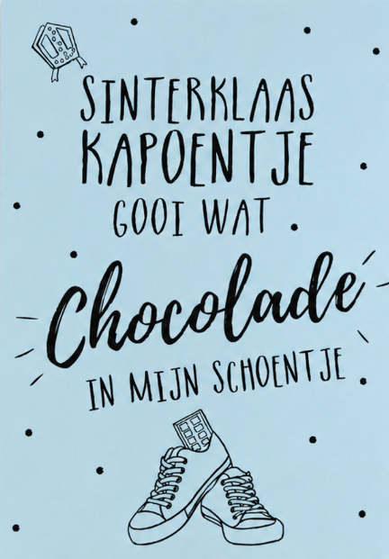 Postkaart Sinterklaas: Sinterklaas kapoentje, gooi wat chocolade in mijn schoentje-Chocolate Nation-Chocolate Nation