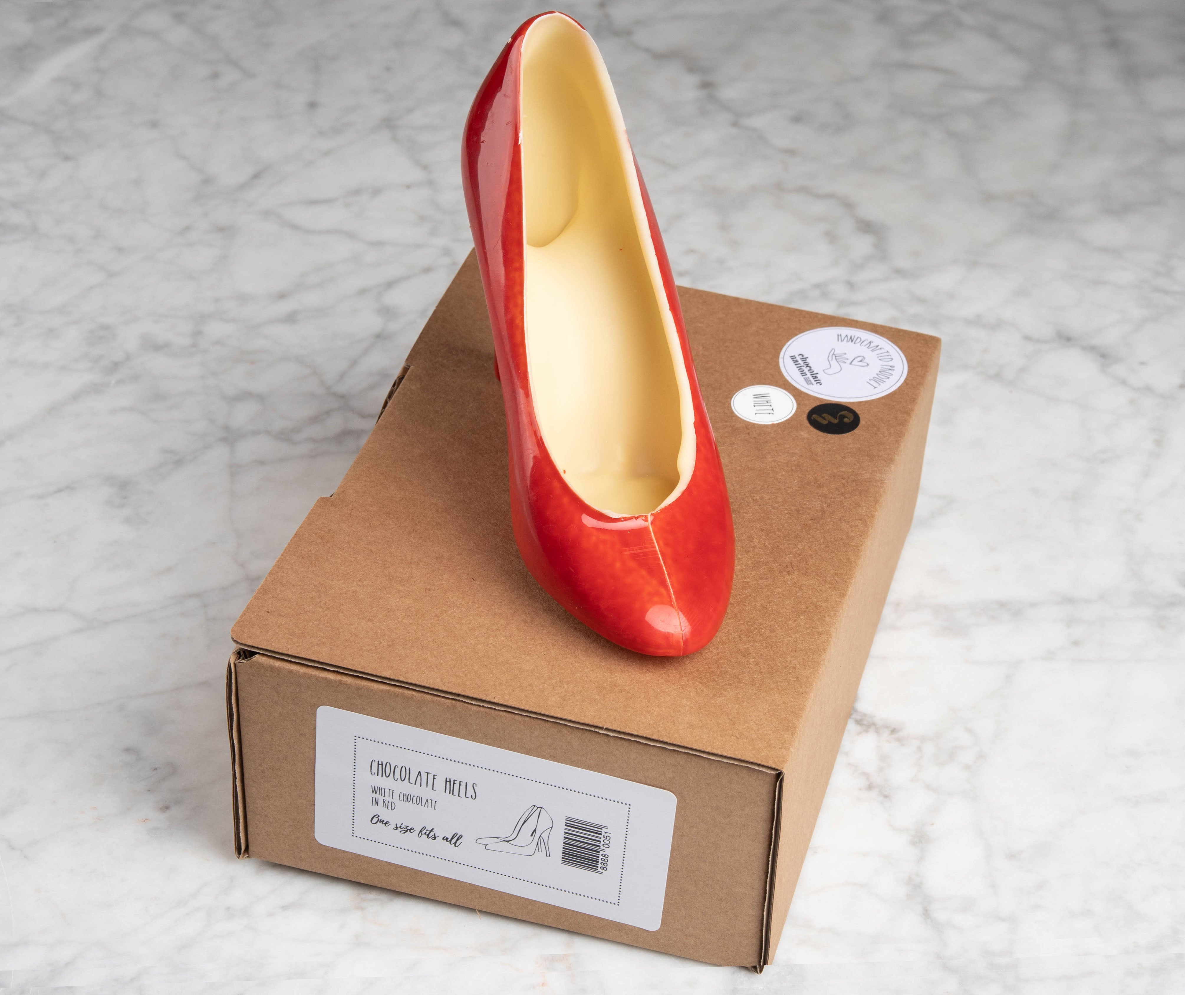 Pumps witte chocolade met rood
