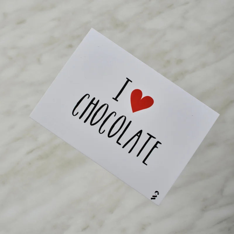 Postkaart Quote 'I love chocolate'